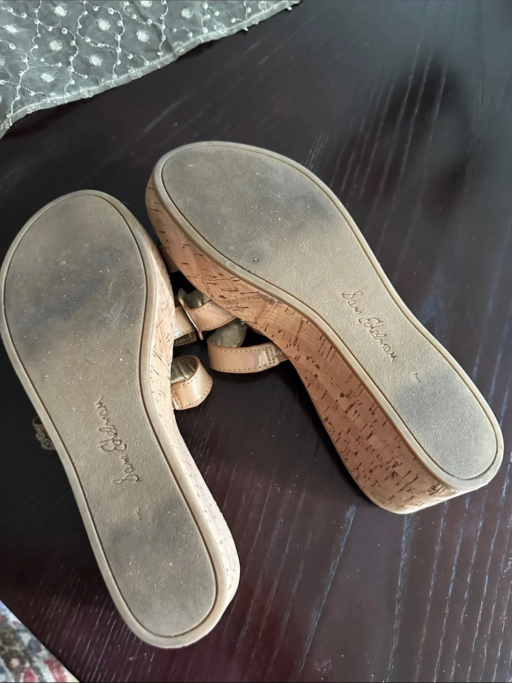 Sam Edelman Beige Brown Platform Slide Sandals